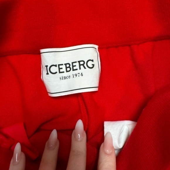ICEBERG Red Logo Side Stripe Knitted Trousers Excellent Preowned Condition - Picture 6 of 8
